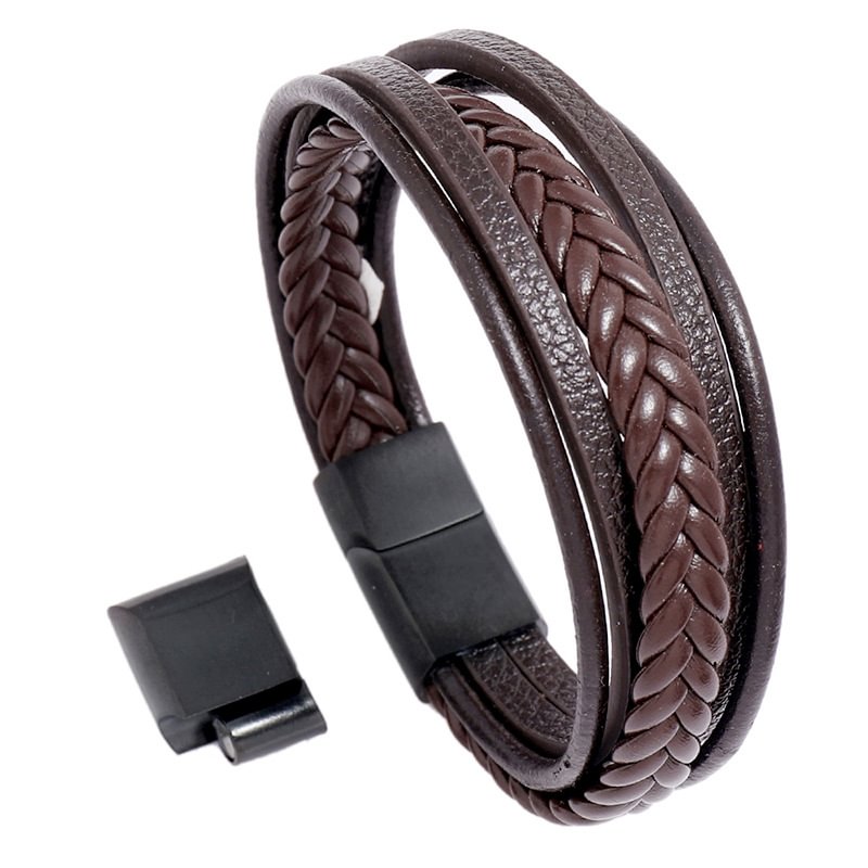 Men's Cowhide Bracelet Creative Multilayer Simple Woven Leather Bracelet