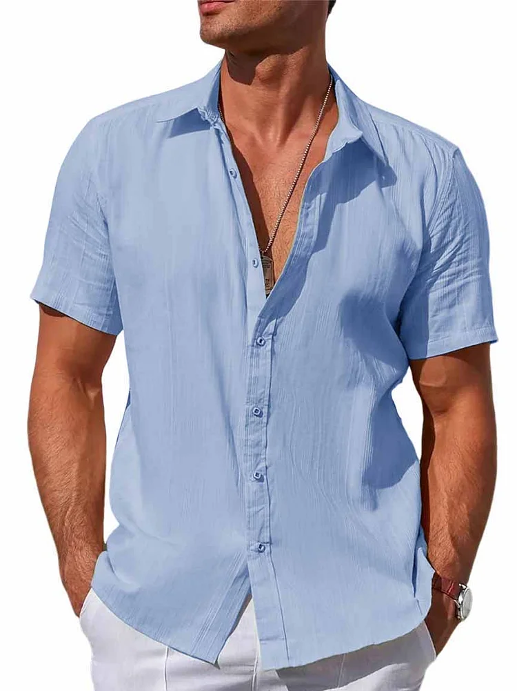 Men's Hawaiian Lapel Beach Short Sleeve Shirt