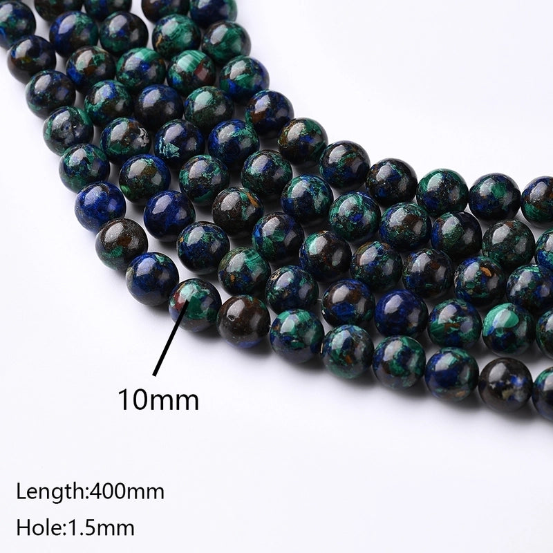 1 Piece 10mm 6mm 8mm Hole Under 1mm Hole 1~1.9mm Natural Stone Azurite Marble Polished Beads