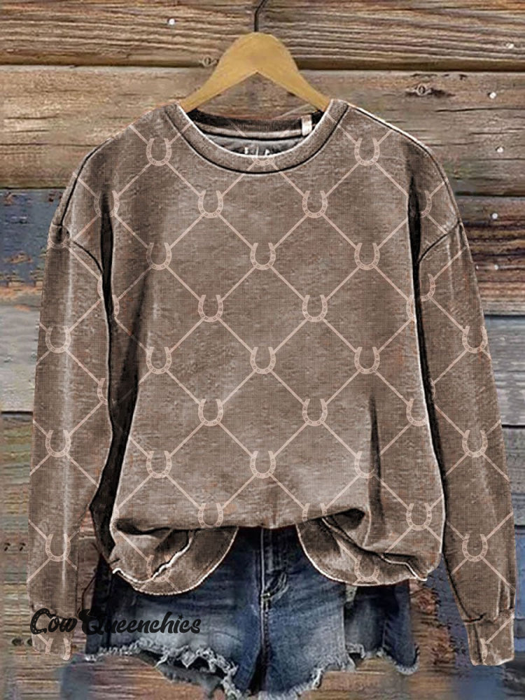 Horseshoe Iron Art Print Casual Sweatshirt Multicolor / S