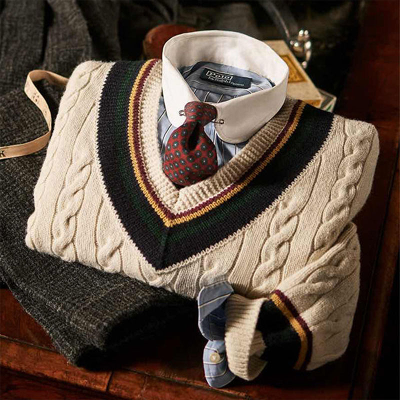 Men&rsquo;s Cotton-Cashmere Cricket Sweater