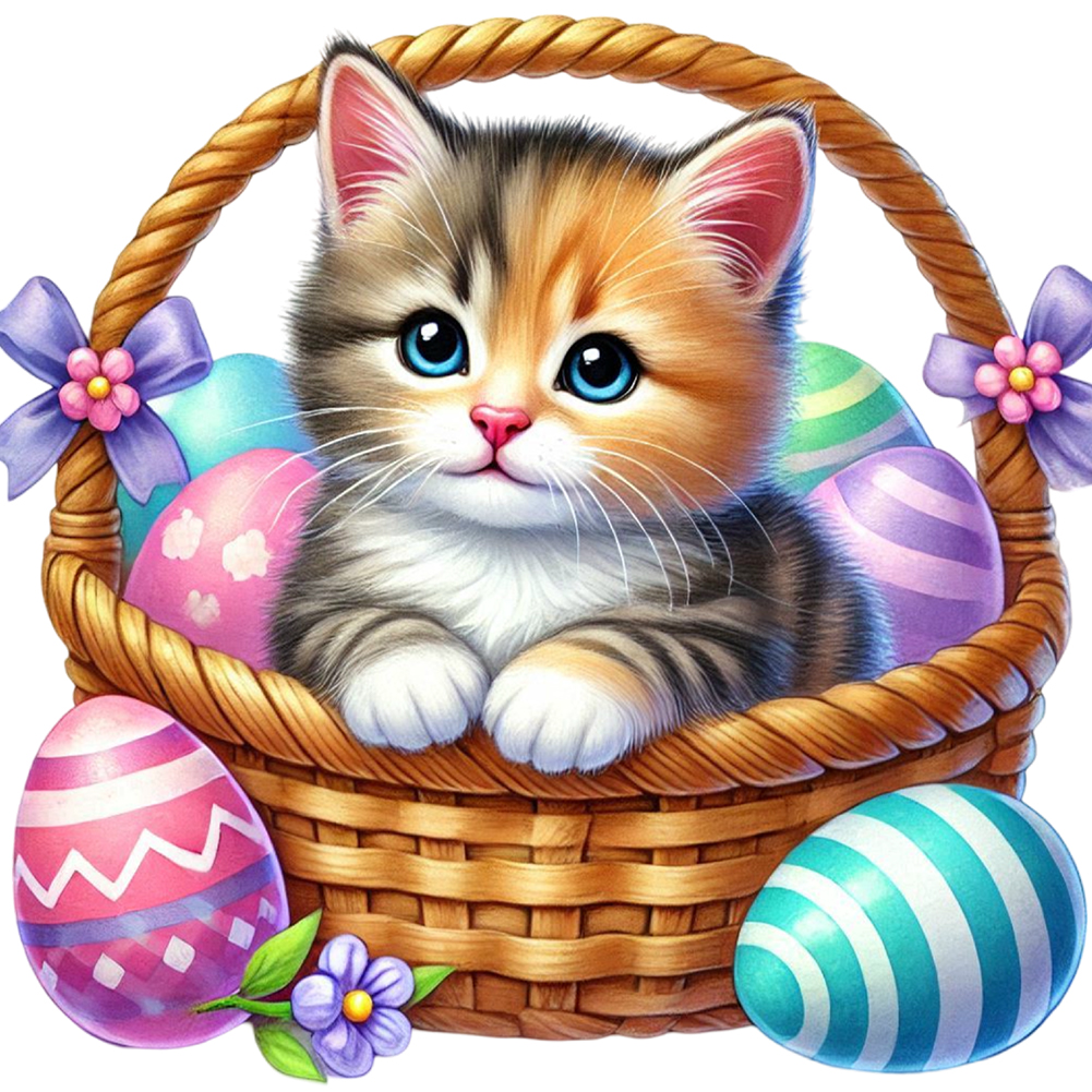 Easter Cat 40*40cm(canvas) full round drill diamond painting