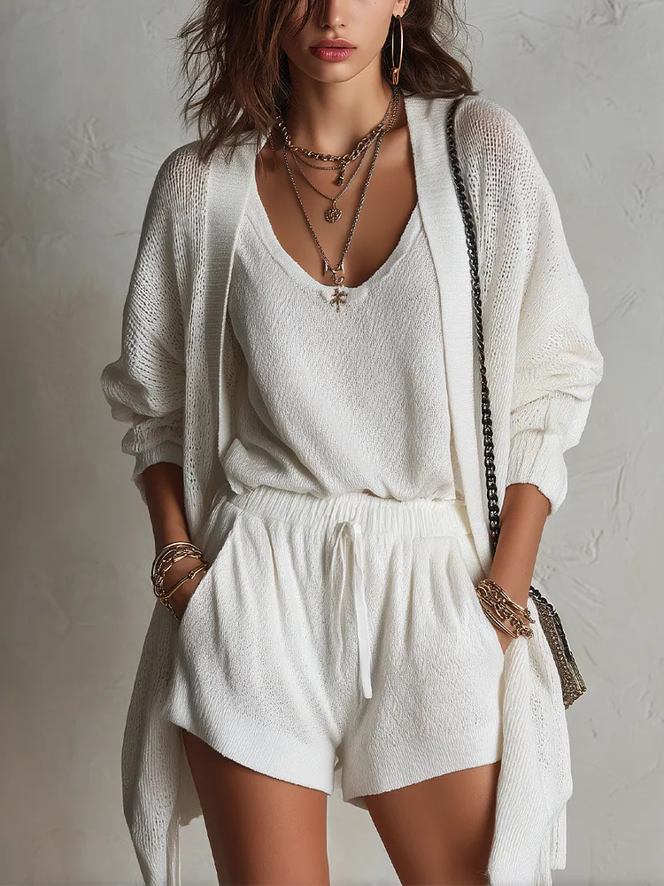 Bohemian Ivory Knitted Three Piece Set