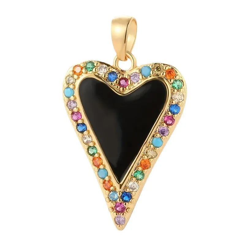 1 Piece 16 * 21mm Hole 3~3.9mm Copper Zircon 18K Gold Plated Angel Star Heart Shape Polished Pendant Jewelry Accessories