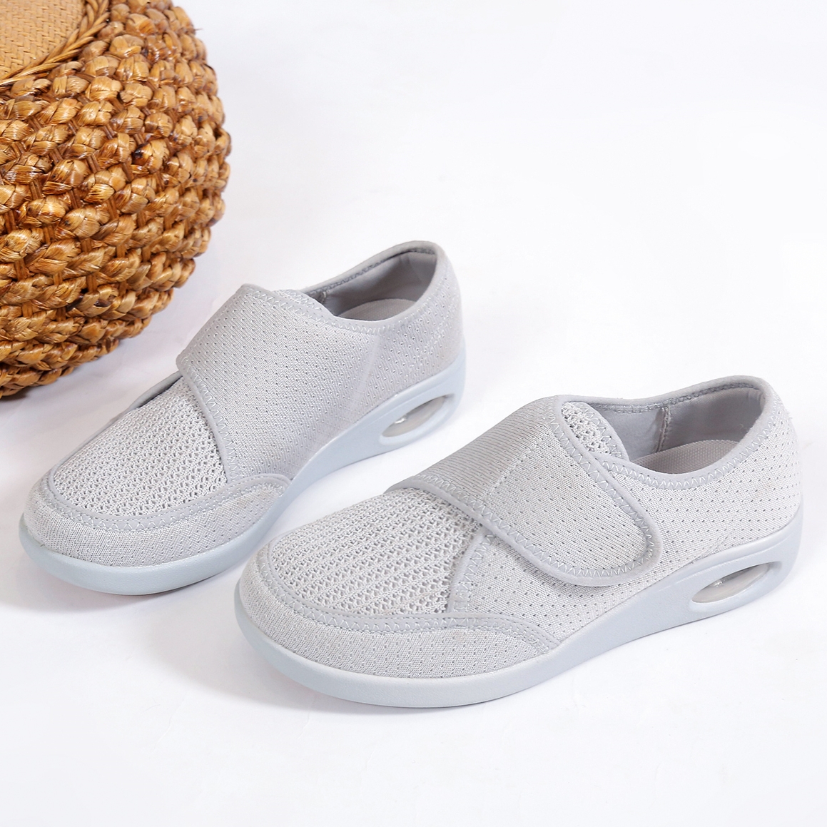 Women's Knit Mesh Slip-on Comfortable Velcro Lightweight Air Sneakers | ARKGET