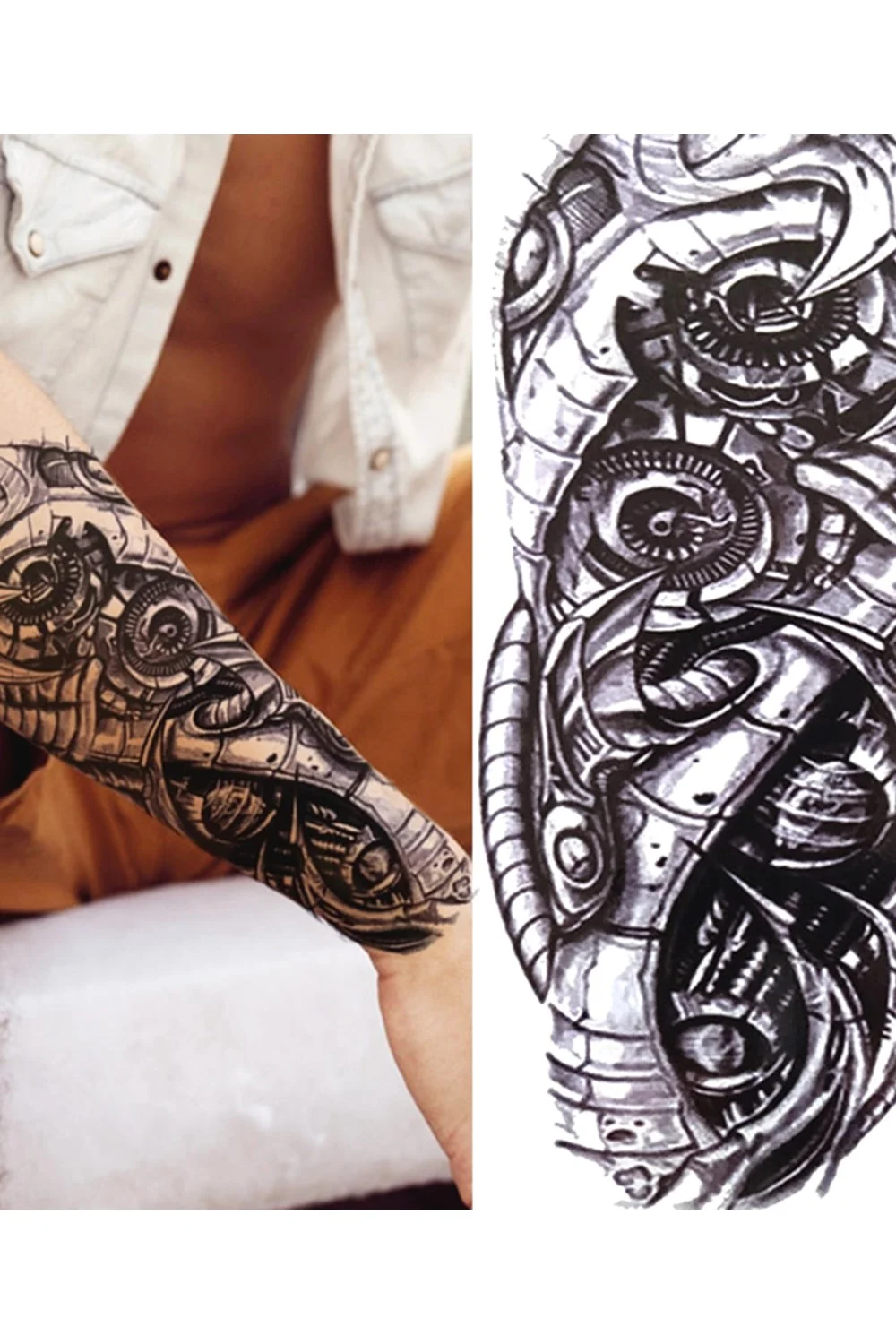  Forest Tattoo Sticker For Men Women Children Tiger Wolf Death Skull Temporary Tattoo Fake Henna Skeleton King Animal Tatoo 921-1