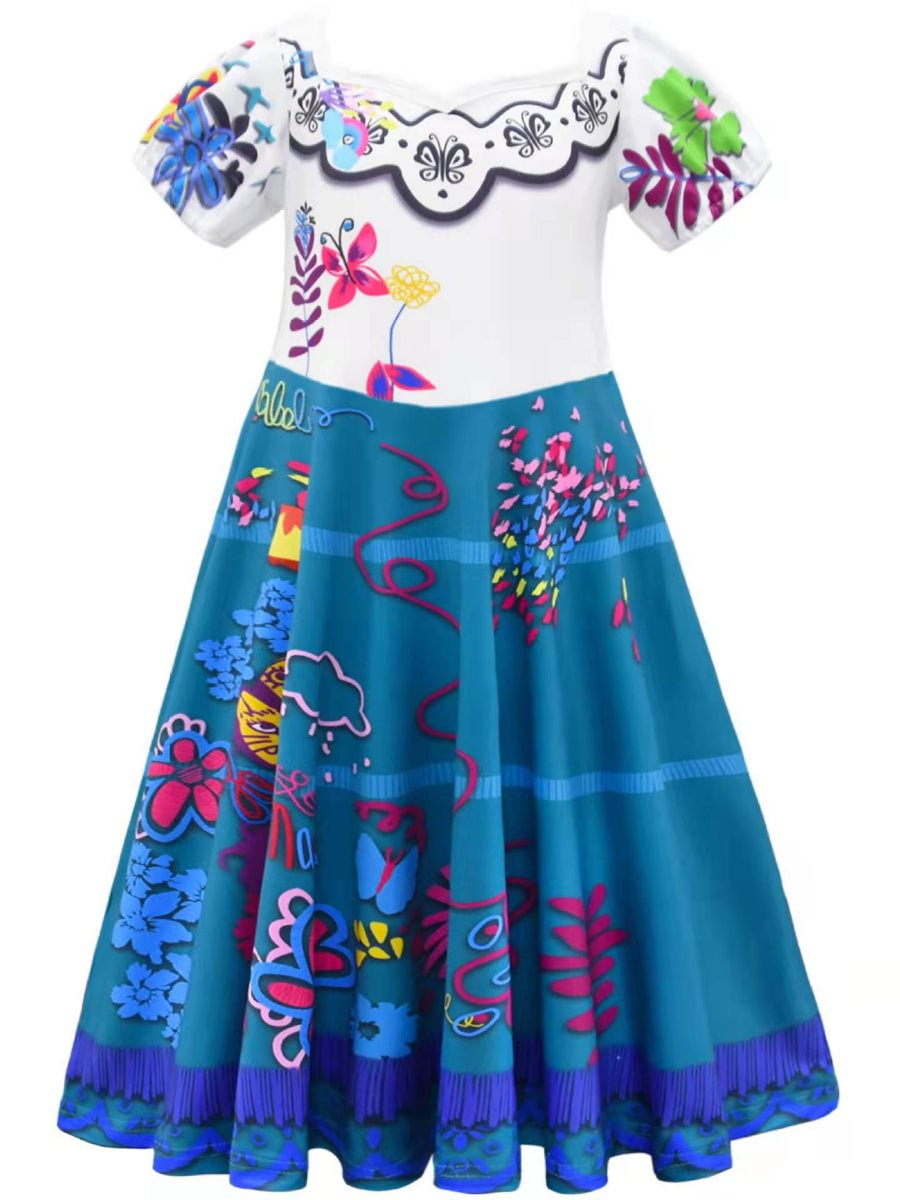 Mirabel Costume Kids Madrigal Dress Cosplay Princess Skirts Cape Cloak Halloween Outfits
