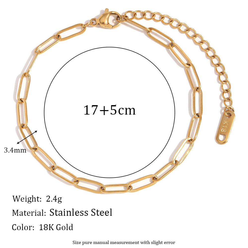 Women Fashion Circle Geometric Stainless Steel 18K Gold Plated Bracelets