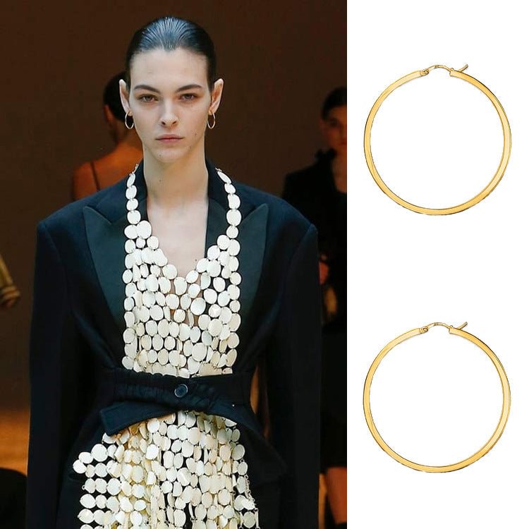 Electroplated Real Gold Circle Earrings | S925 Silver Pin Anti-Allergies