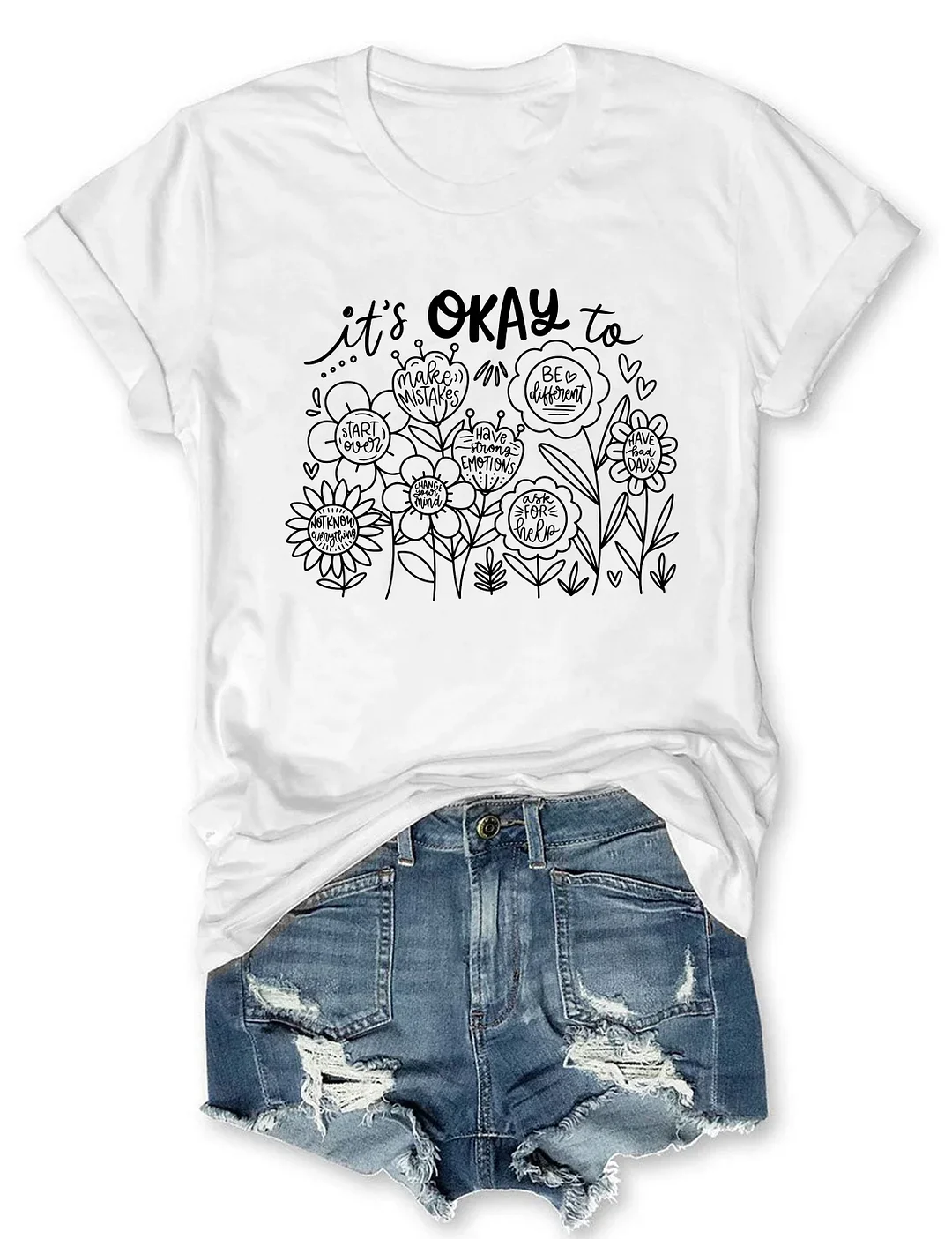 It's Okay To Boho Floral T-shirt