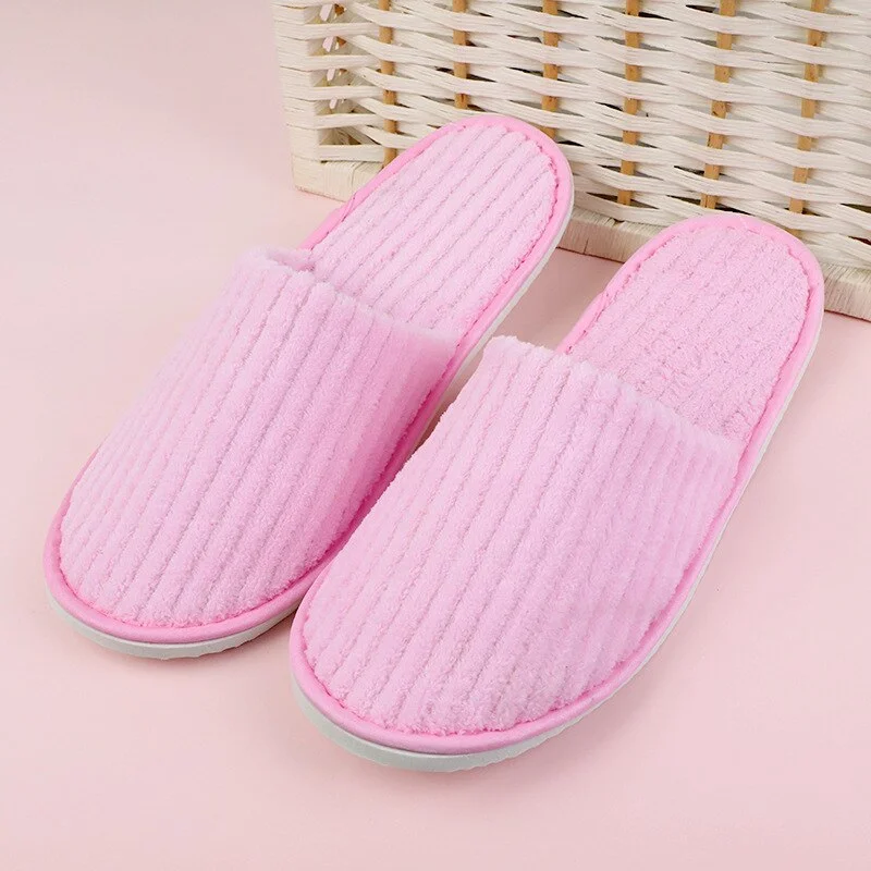 5 Pairs Winter Slippers Men Women  Hotel Disposable Slides Home Travel Sandals Hospitality Footwear One Size on Sale