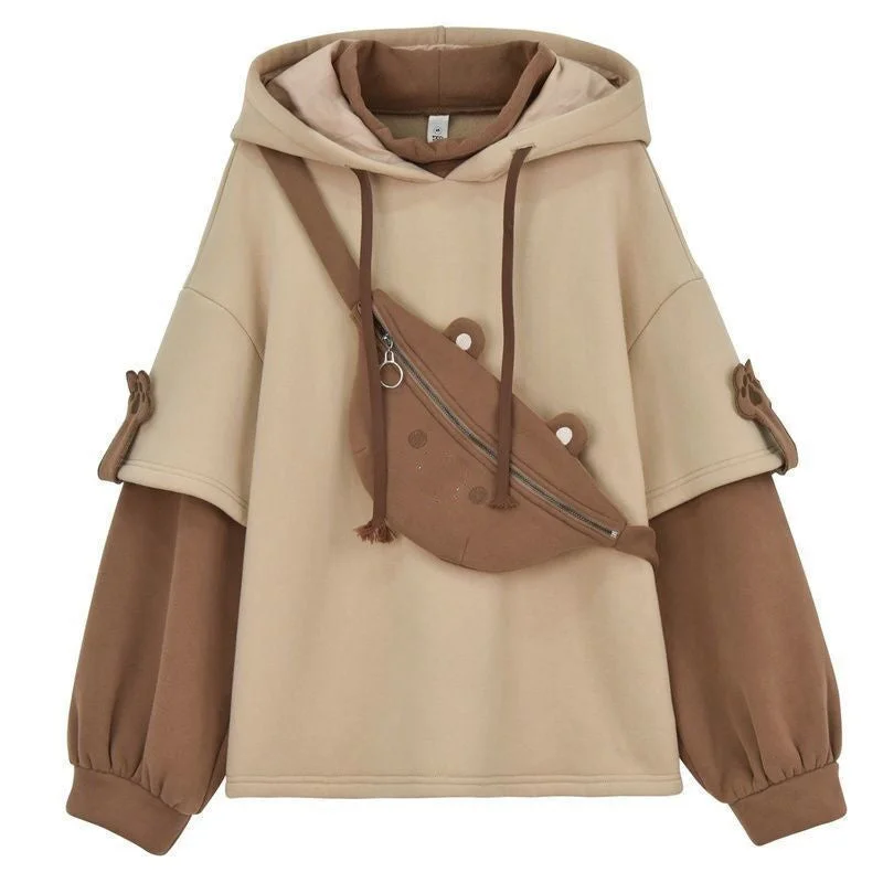 Brownm Design Sense Niche Fleece-lined Thick Hooded Sweaters