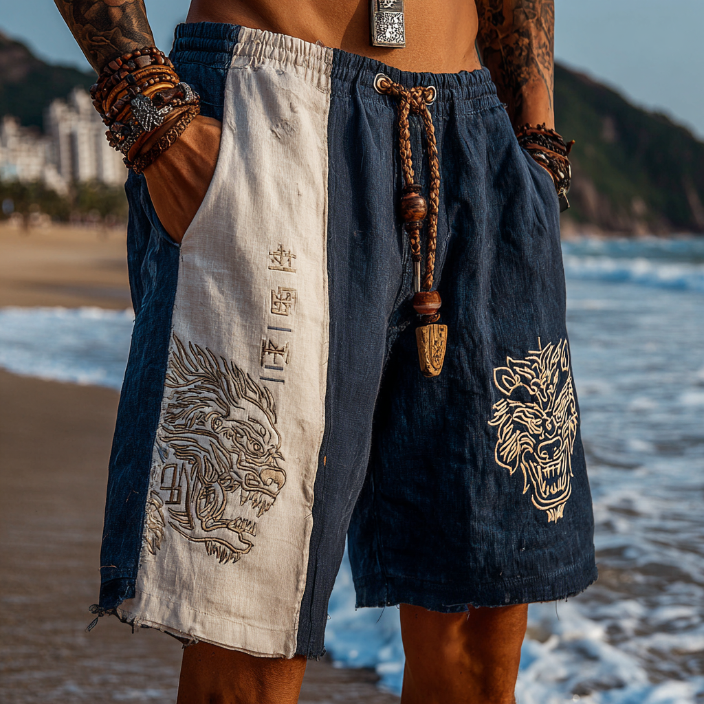 Men's Viking Retro Fenrir Wolf Totem Casual Shorts / Rvogue / Rvogue