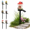 Solar Fairy-Tale Mushroom Cottage Garden Light Auto On/Off Mushroom House Statue Lawn Lights Weather-Proof Resin Mushrooms Ground Decor Lights for Yard Patio Pathway Lawn Flower Bed