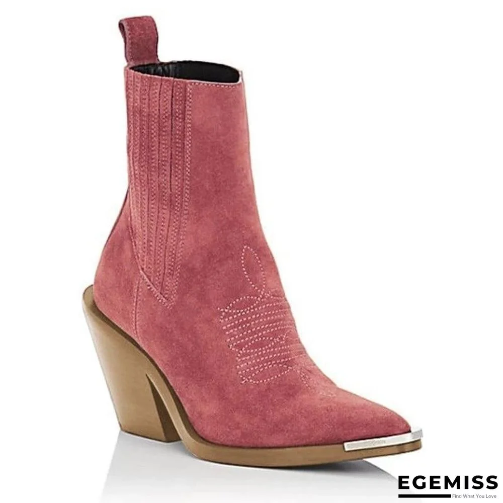 Chunky Heel Pointed Ankle Boots | EGEMISS