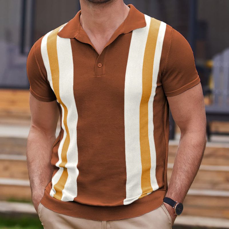 Arkget Shoes | Men's Classic-Fit Striped Contrast Polo Shirt
