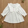 Kid Baby Girl Ruffles Solid  Linen Casual Dresses