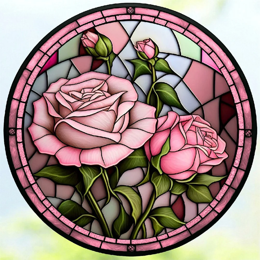 Full Round Diamond Painting - Stained Glass Rose(30*30cm)