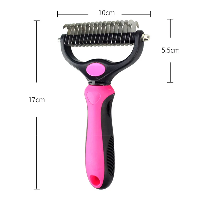 Pet Grooming Tool - 2 Sided Undercoat Rake for Cats Dogs brush - Safe Dematting Comb for Easy Mats Tangles Removing