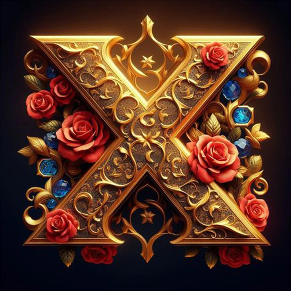 Diamond Painting - Full Round Drill - Letter X(Canvas|30*30cm)