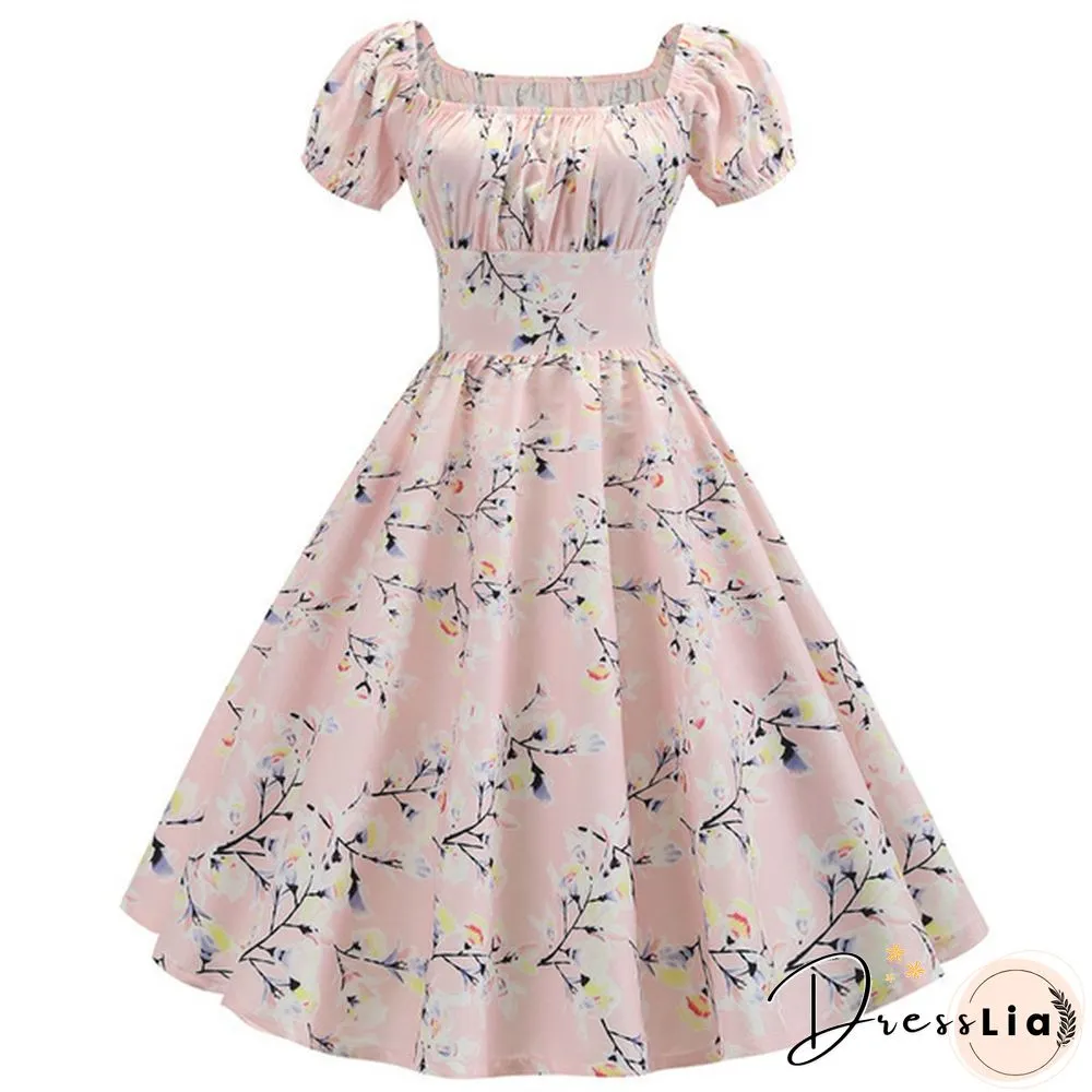 Plus Size Party Dress Rockabilly Vintage Womens Fashion Summer Casual Short Sleeve Ladies
