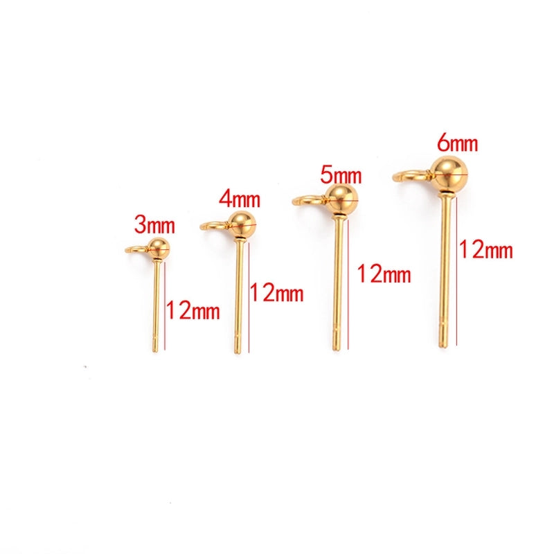 50 PCS/Package Diameter 3mm Diameter 4mm Diameter 5mm 304 Stainless Steel Solid Color Earring Findings