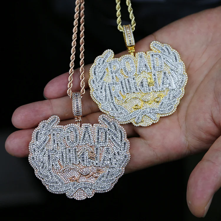 Iced Out Bling CZ Letter Road Runna Pendant