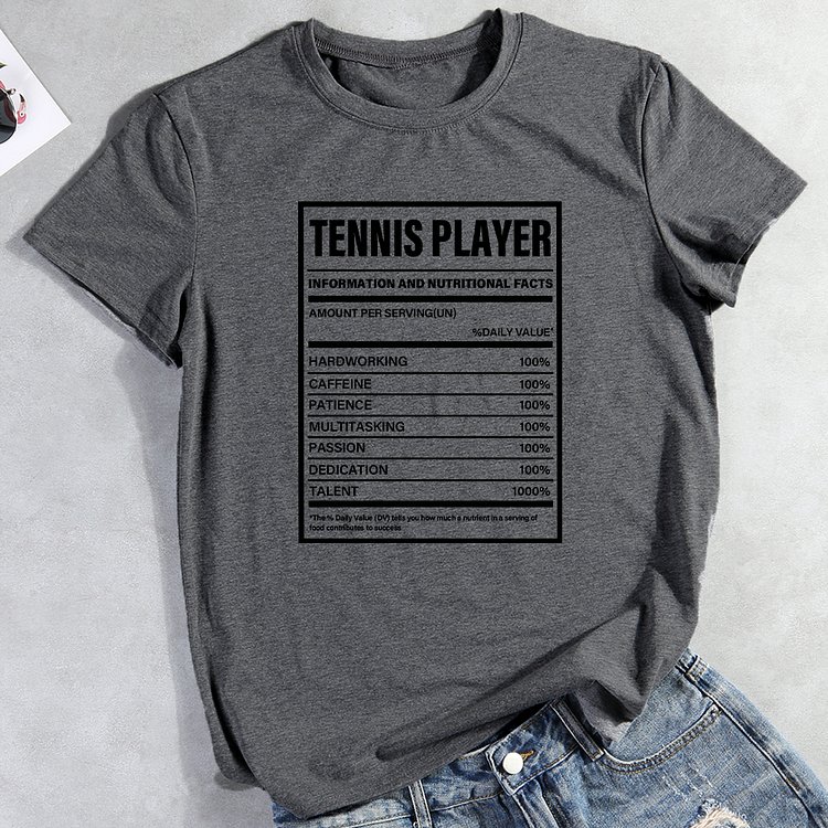 Awesome & Funny Nutrition Label Tennis Saying Quote For A Birthday Or Christmas T-Shirt Tee-Annaletters