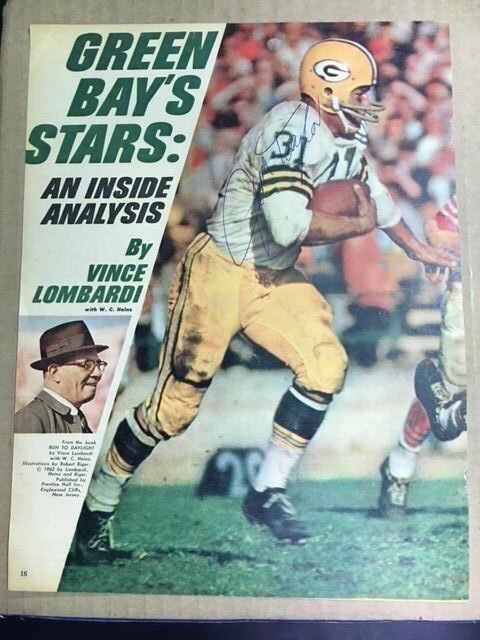 Jim Taylor Green Bay Packers HOFer Vintage Signed Photo Poster painting with COA