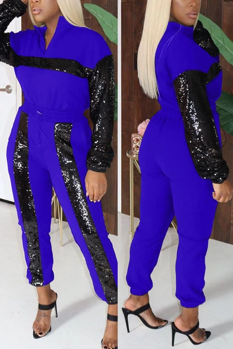 Sexy Fashion Sequin Stitching Two-piece