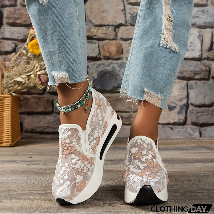 Casual Embroidered Patchwork Round Comfortable Out Door Shoes