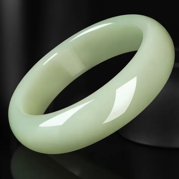 High Standard Hetian Jade Duck Egg Green Bangle Bracelet - Timeless Elegance and Symbolic Grace