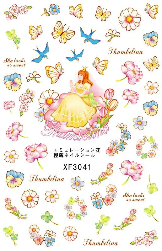 Daisy Nail Sticker for Design Decoration Nail Art Stickers Decals Back Glue Orchid Sticker for Nails Manicure Design Dandelion