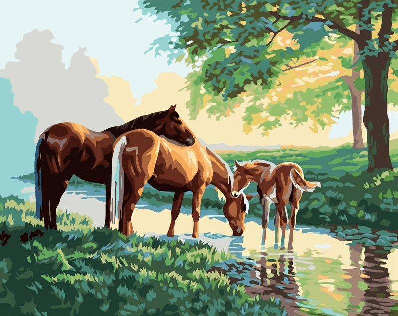 

Horses family – Paint By Numbers - 40*50CM, 501 Original