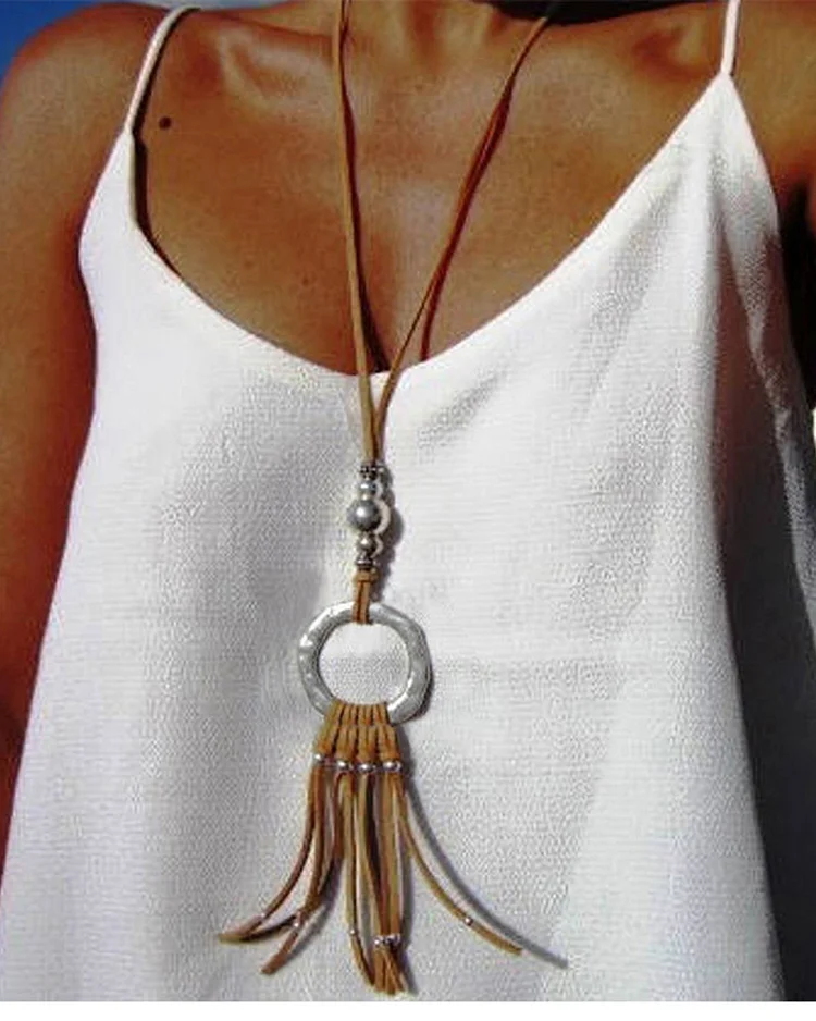 Suede Rope Tassel Necklace
