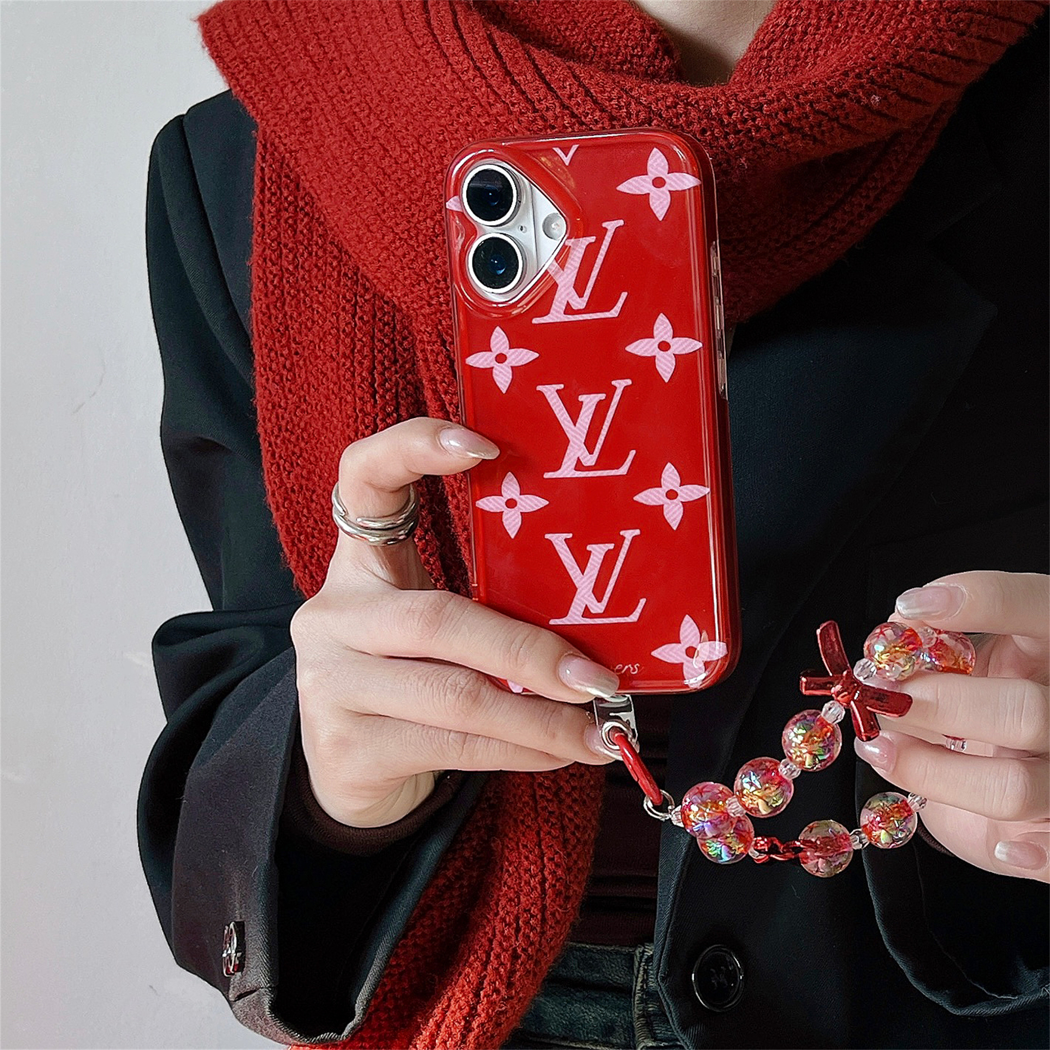 Red Louis Vuitton Monogram Elegant Bracelet Pendant Apple iPhone Cases