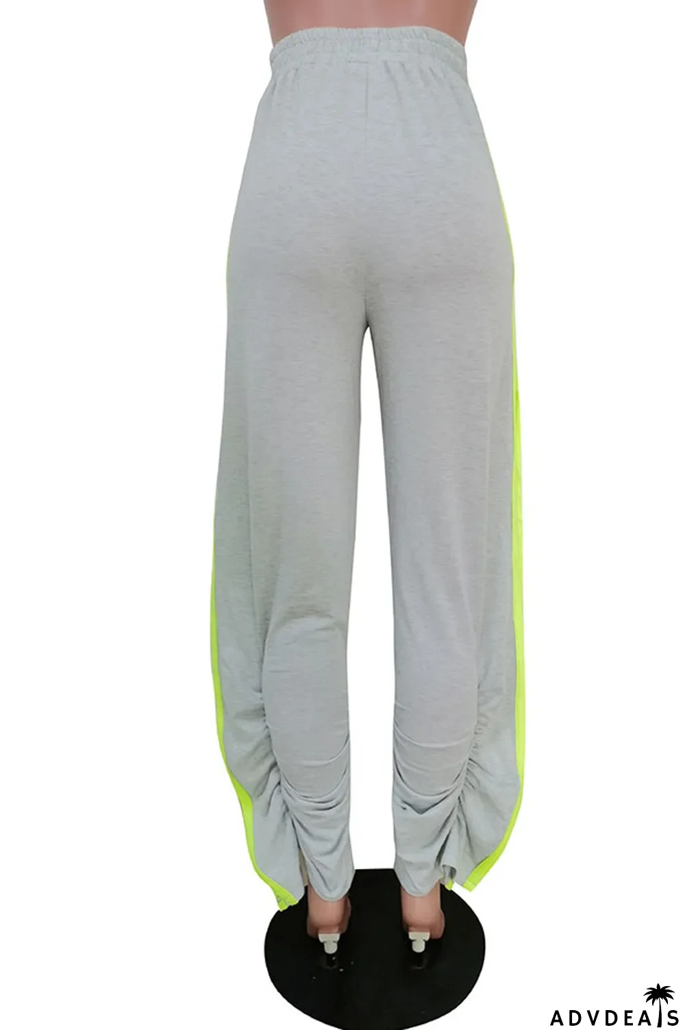 Grey Black Grey Blue Green Yellow Cotton Drawstring Sleeveless Mid Patchwork Solid Split Draped Straight Pants Bottoms