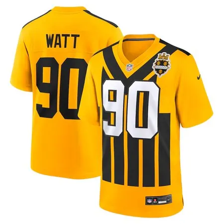 Youth Pittsburgh Steelers #90 T.J. Watt  Gold Alternate 1933 Throwback Game Jersey