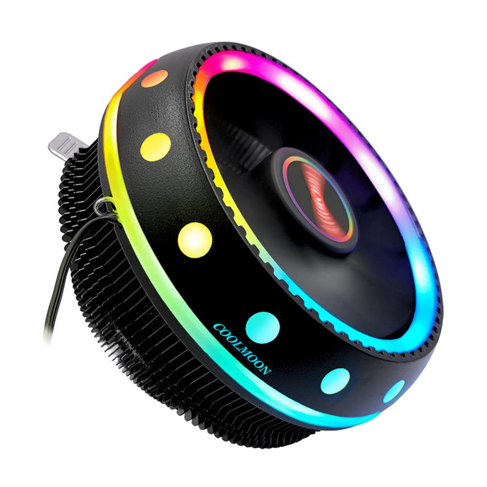 

Coolmoon Gorgeous RGB CPU Cooler Color Change Quiet Desktop Cooling Fan, 501 Original