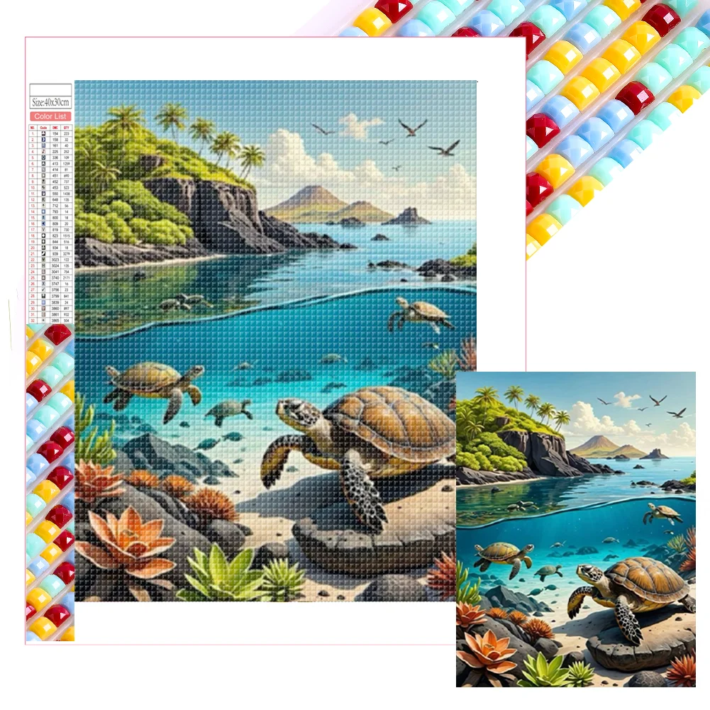 Full Square Diamond Painting - Sea Turtle(Canvas|35*45cm)