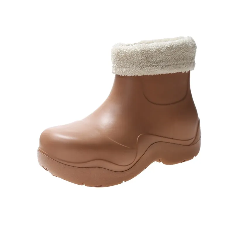 Winter Women Waterproof Snow Boots Flat Platform Chunky Heel Warm Fur Lining Thick Sole Round Toe Trend Design Shoes Ladies 2021