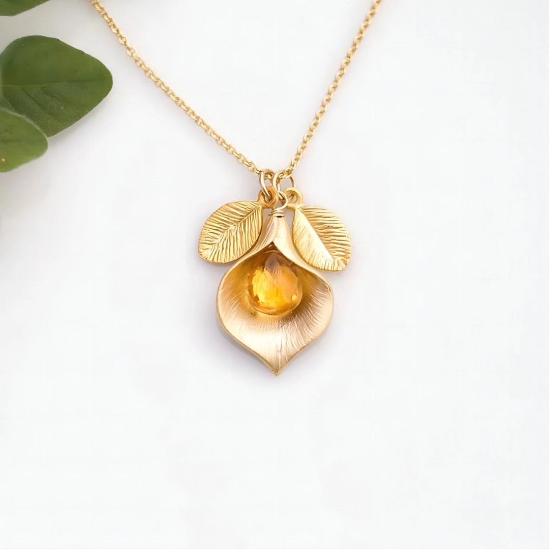 Personalized Custom Initial Calla Lily Necklace