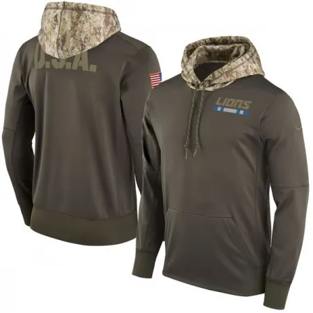 Men's Detroit Lions  Olive Salute to Service Sideline Therma Pullover Hoodie