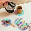 (US Only)4pcs Set DIY River Full Drill Diamond Painting Coaster Can Be Washed With Water