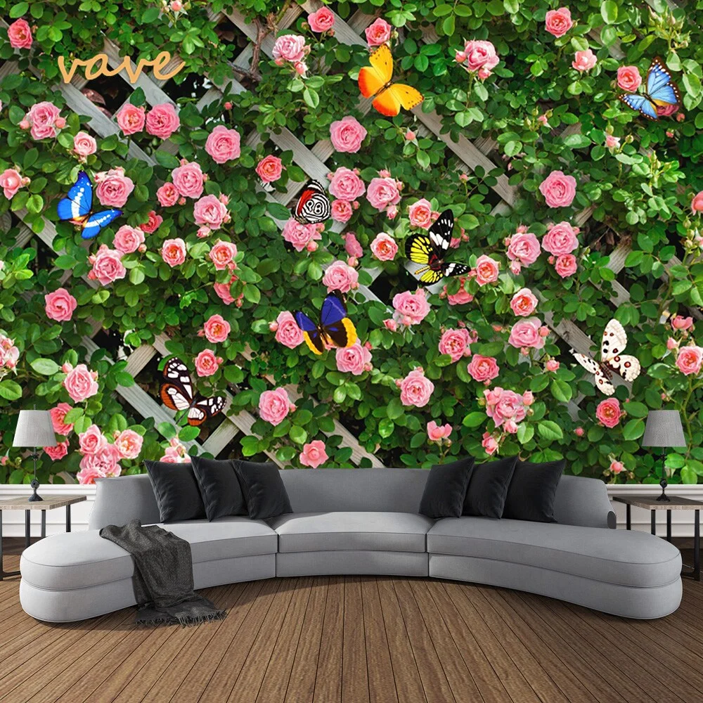 Nigikala Flower Plant Fabric Large Tapestry Wall Hanging Boho Hippie Green Floral Cloth Tapestry Aesthetic Bedroom Room Decor