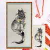 Ink Architectural Cat-Full Embroidery 2 Strands 18CT Counted Cross Stitch-30*55CM