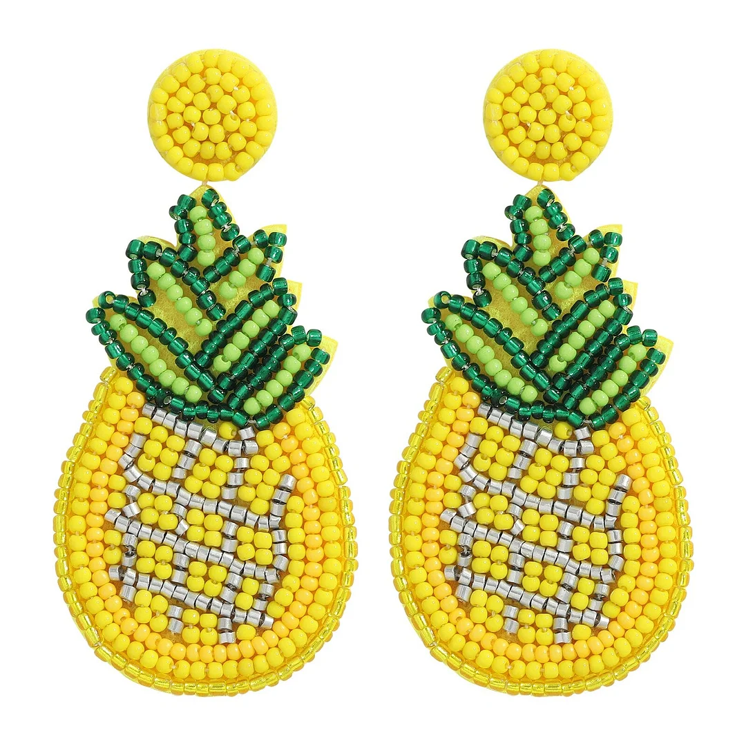 Dvacaman INS Fashion Green Color Beaded Cactus Drop Earrings for Women Boho Weave Rattan Cactus Round Earrings Statement Jewelry