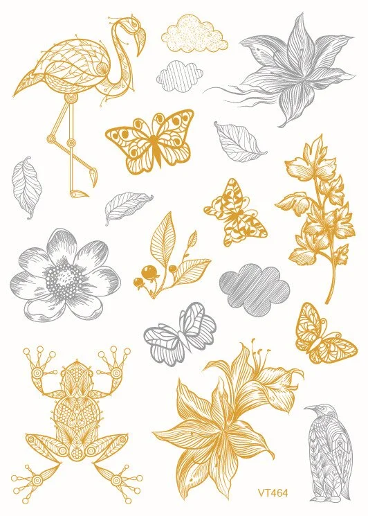 24 Kinds Metallic Bronzing Mandala Temporary Tattoo Sticker Glitter Gold Body Art Waterproof Disposable tatouage temporaire