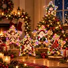DIY Diamond Painting Wooden Christmas Tree Topper Star With Light, Double Side Drills,Holiday Tree Top Decoration with Spring Base, Removable Tabletop Christmas Decor