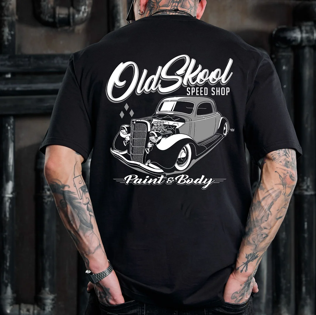 OLD SCHOOL SPEED SHOP Classic Car Print Men's T-shirt